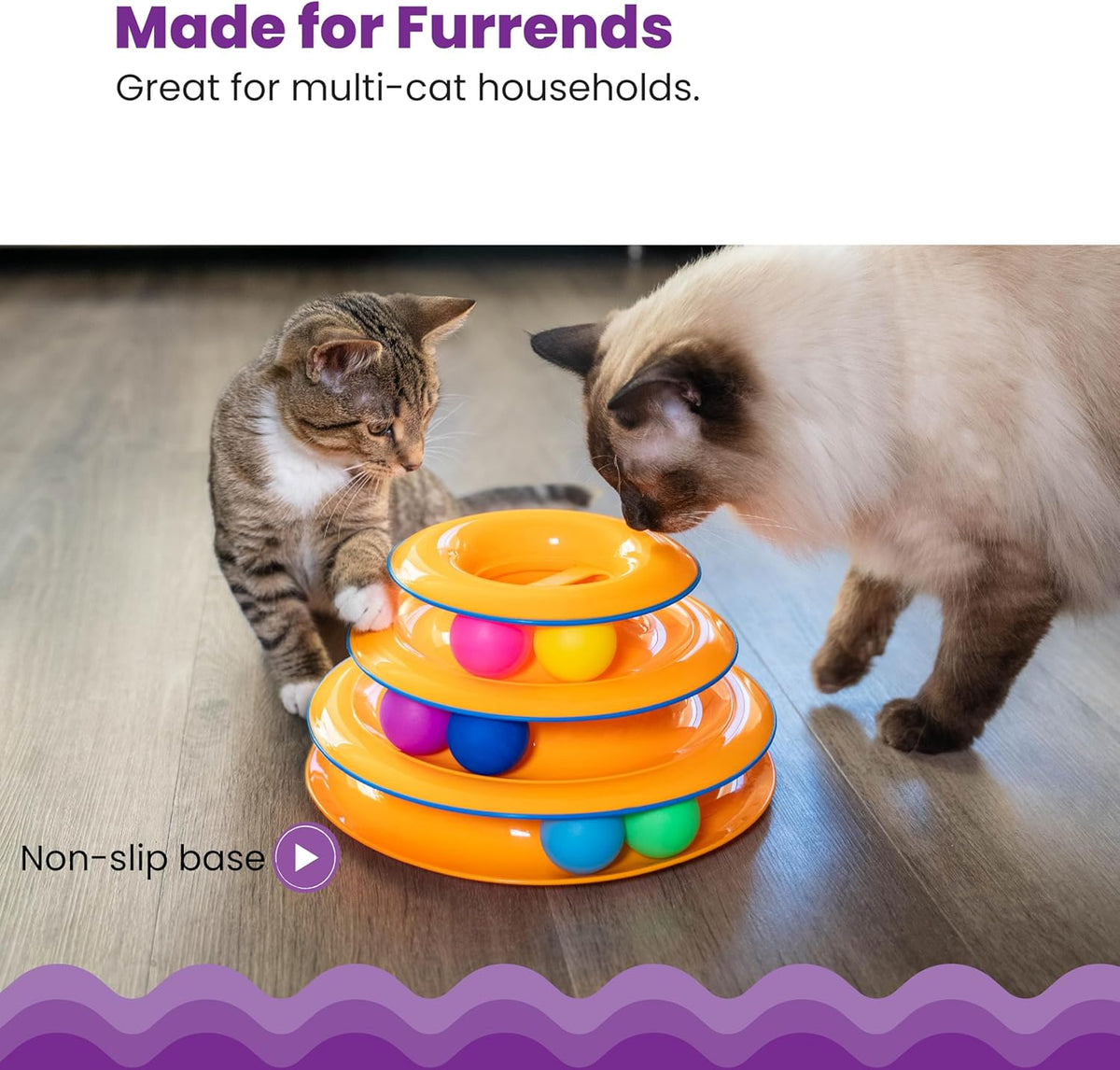Catstages interactive cat enrichment tower with non slip base pads