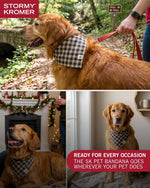 Stormy Kromer buffalo check pet bandana brand label