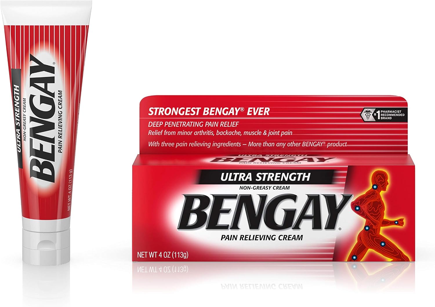 Bengay Ultra Strength Topical Pain Relief Cream 4 Ounce front view