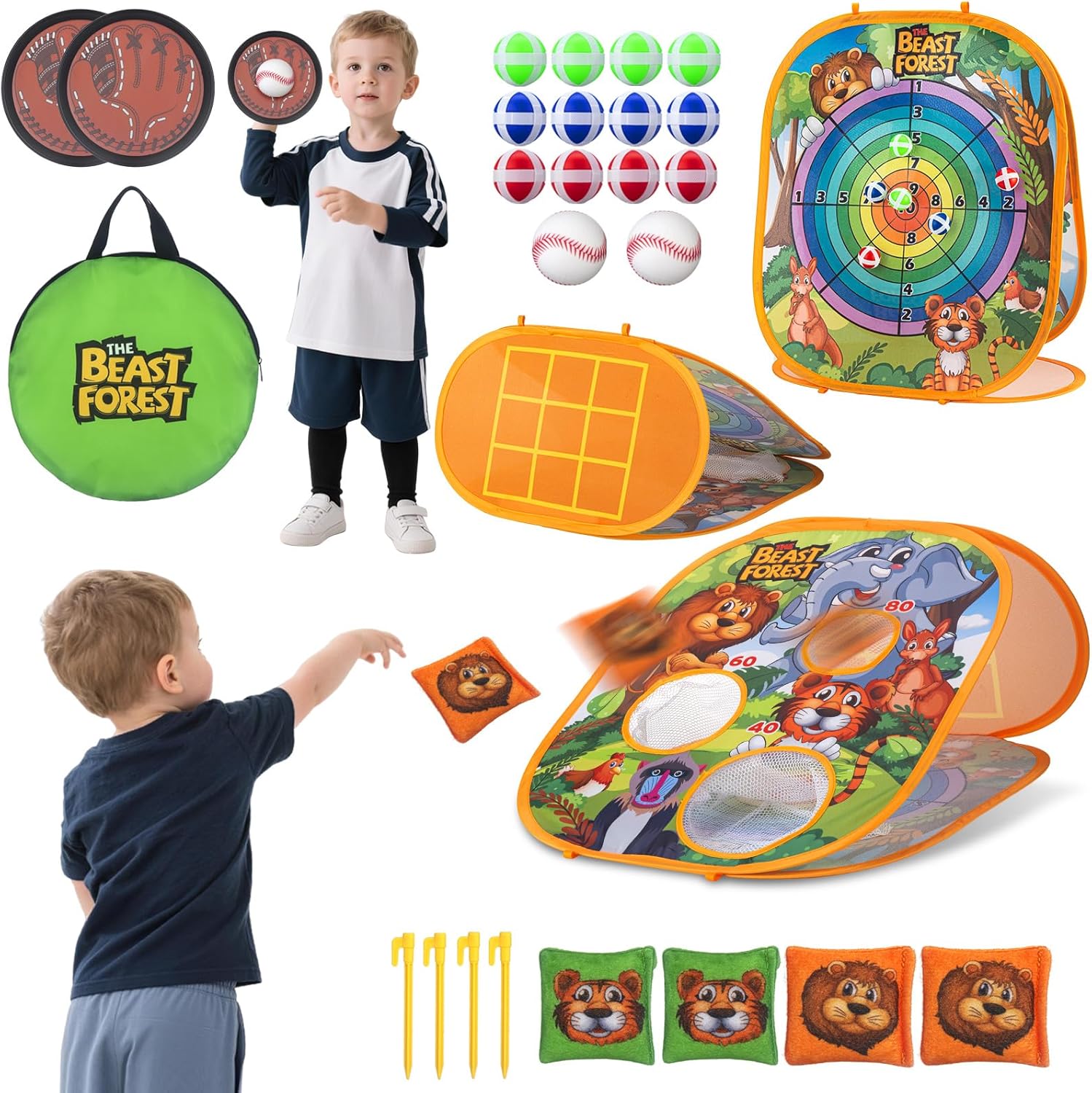 Zaceac 3-in-1 bean bag toss game set front view