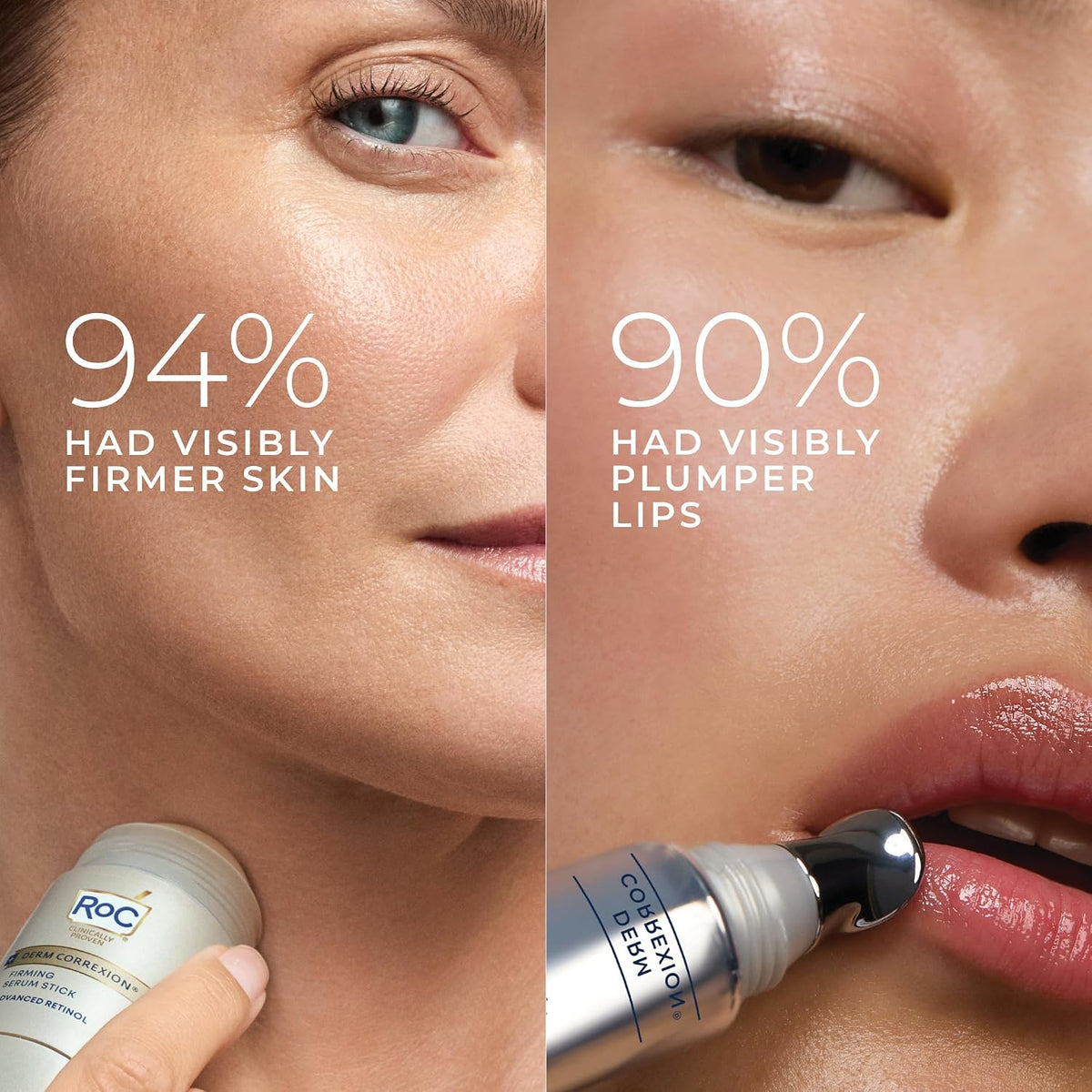 RoC Derm Correxion Retinol Firming Serum Stick opened to show the smooth anti aging product texture