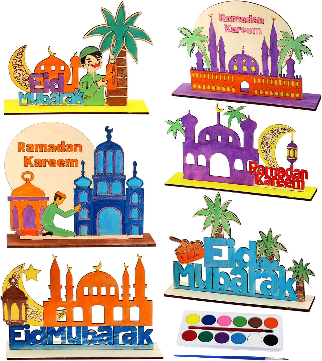 Muouakate wooden Ramadan and Eid crafts kit front view