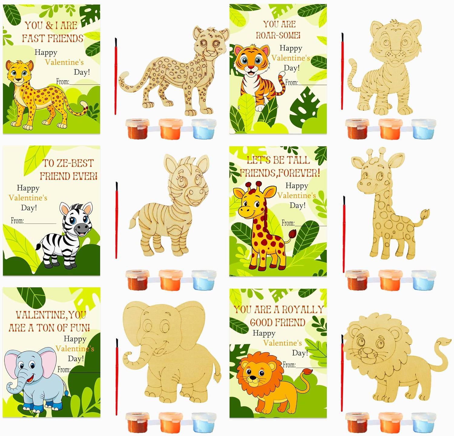 MLOLM Jungle Animal Wood Painting Craft Kit front view