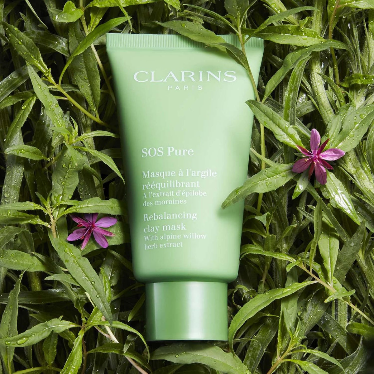 Clarins skincare clay mask packaging details