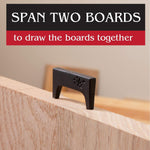 Tapered leg design of premium alignment clamps drawing two wood pieces together.