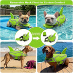 Doglay adjustable dog life vest showcasing the removable front neck float attachment.
