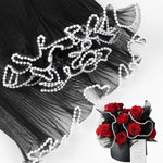 CCINEE flower wrapping mesh paper front view black pearl edge