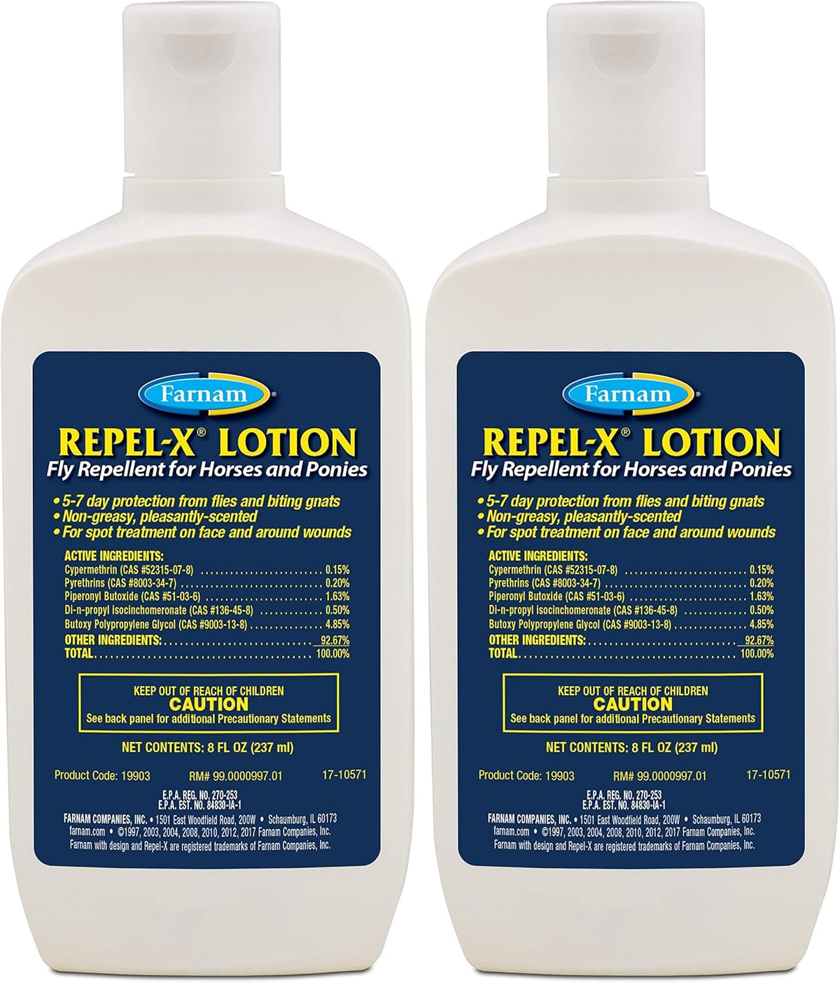 Farnam Repel-X face and muzzle fly protectant lotion for ponies packaging top angle