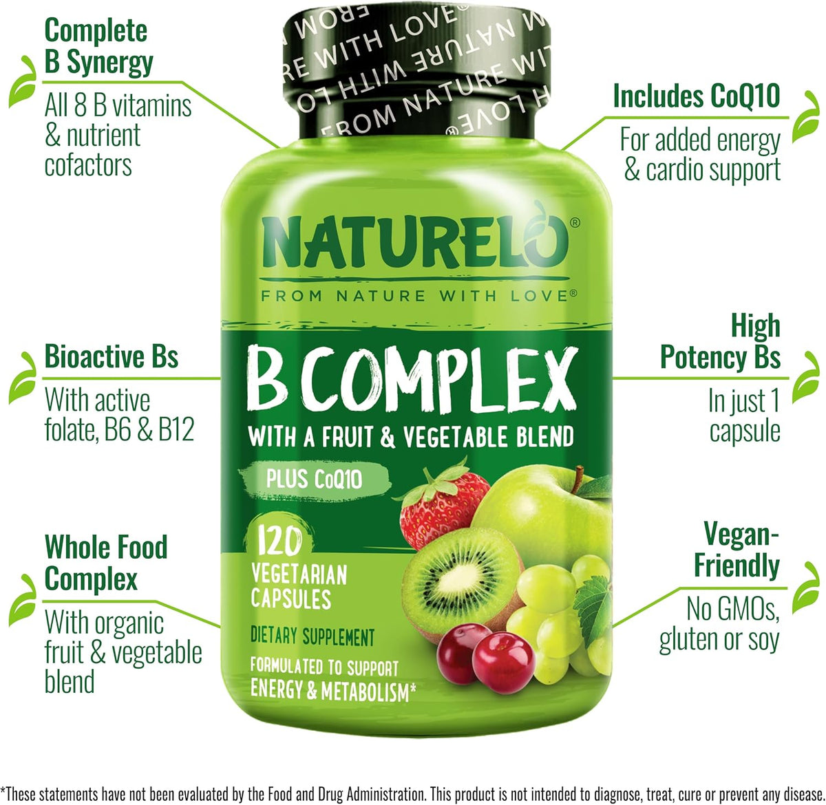 Naturelo supplement bottles side profile view