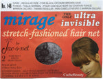 Jac-O-Net dark hair net close up showing ultra-sheer mesh and spandex band