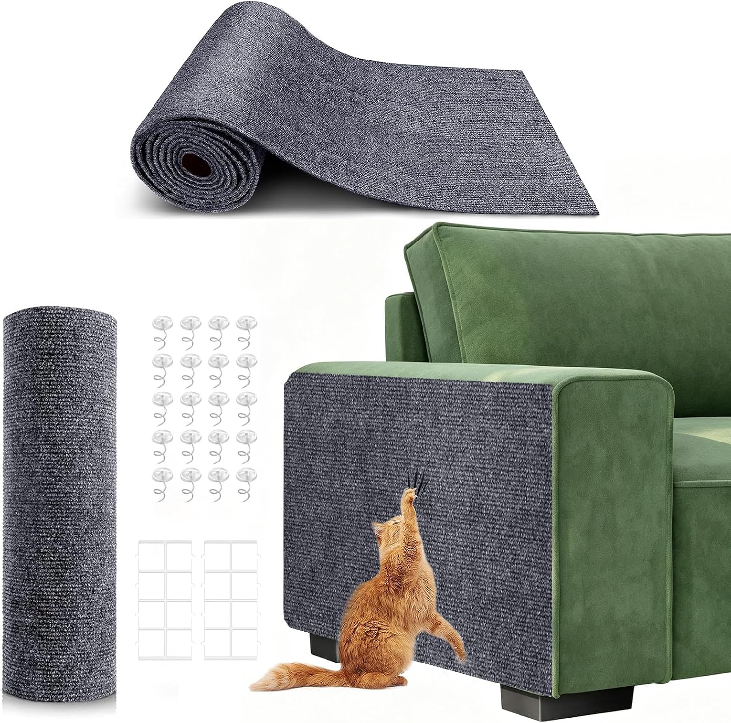 Abuzabu self adhesive cat scratching mat front view durable sofa guard