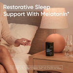 Sports Research Sleep Complex supplement fact label displaying melatonin and valerian root ingredients for deeper rest.