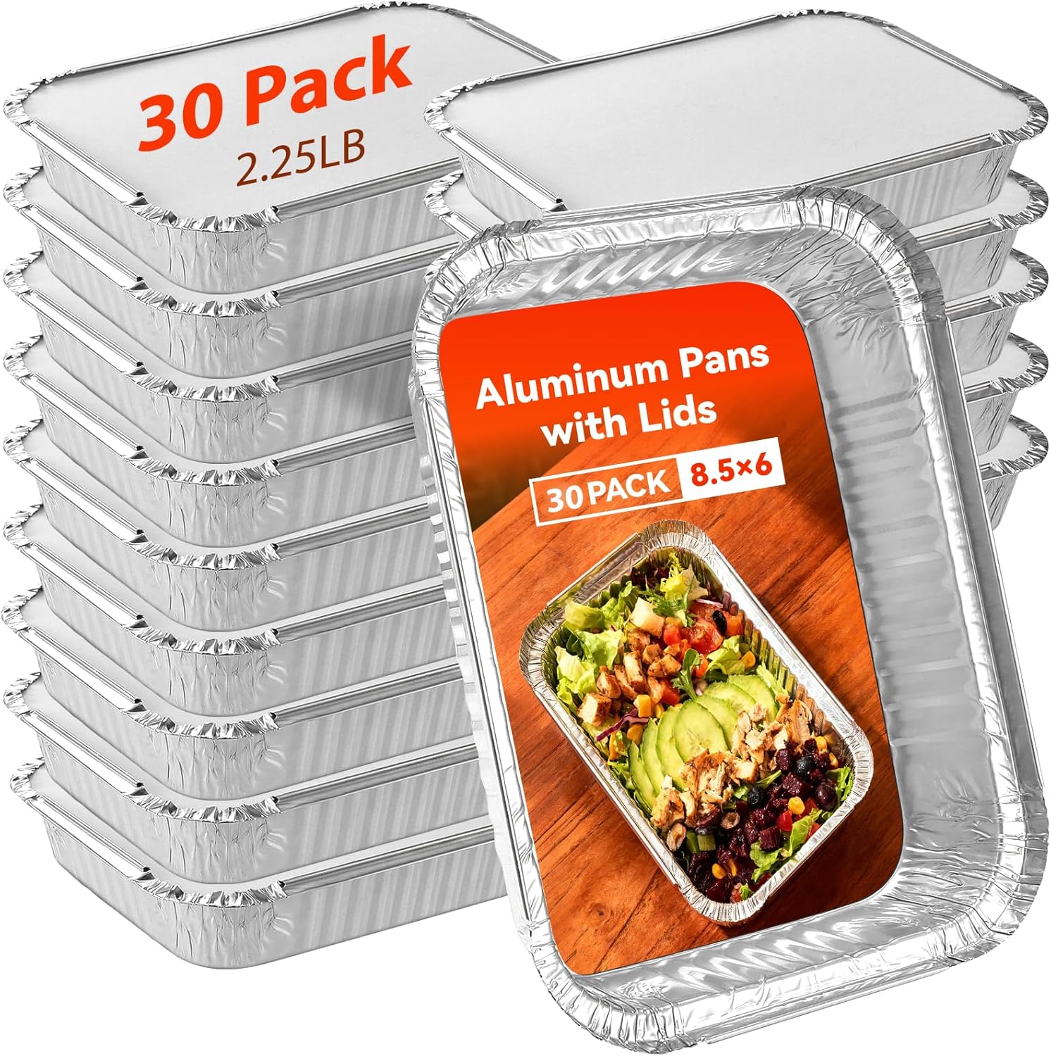 Homewarm aluminum foil pans with lids front view disposable food storage containers