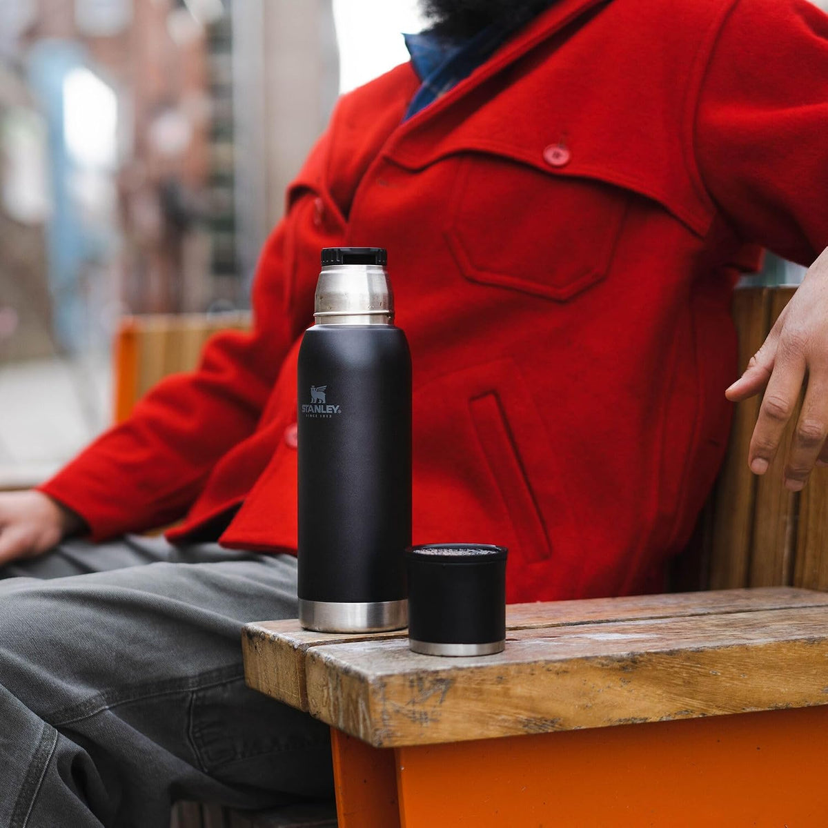Side profile of the packable 1.1 quart Stanley vacuum flask.