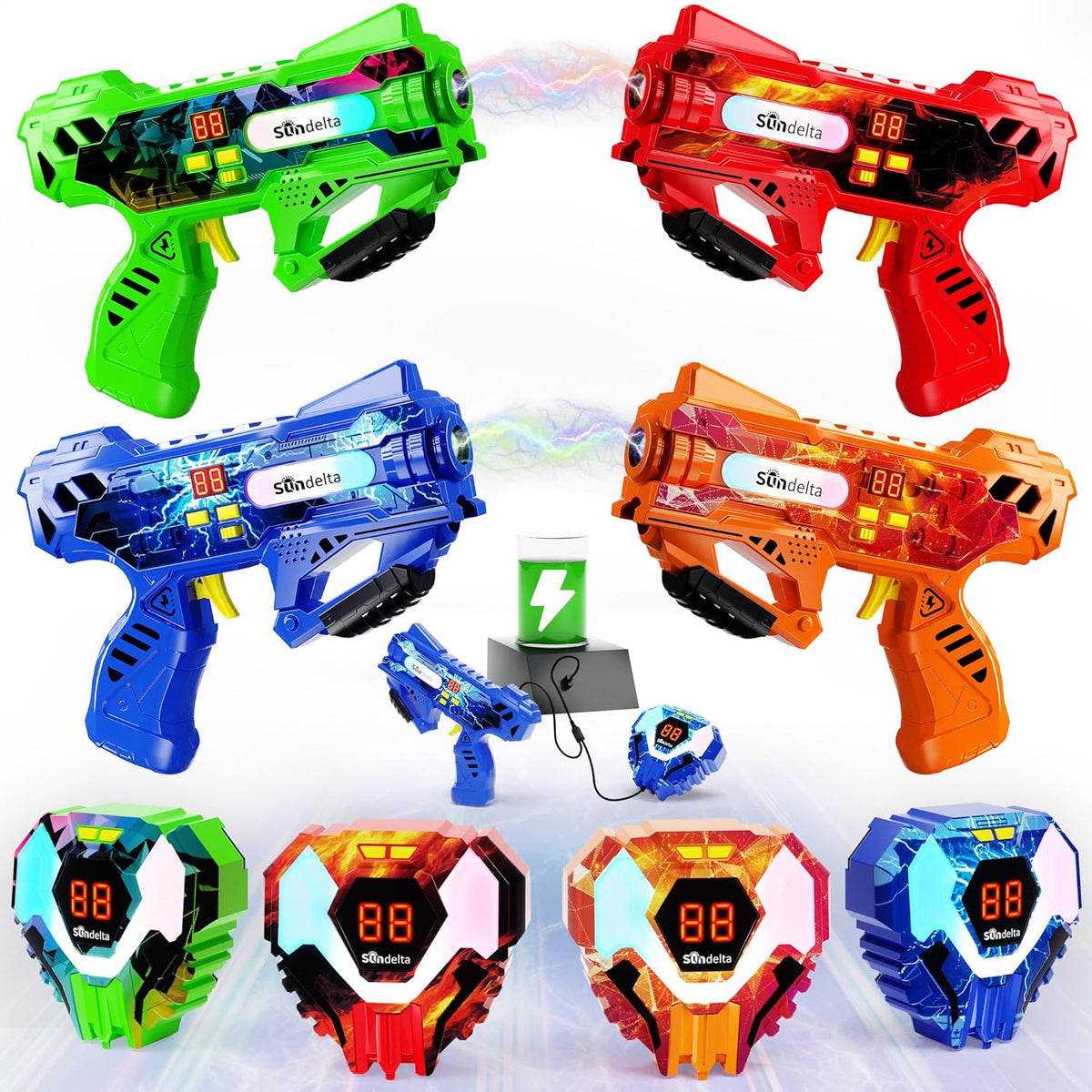 Sundelta rechargeable laser tag guns set of 4 front view