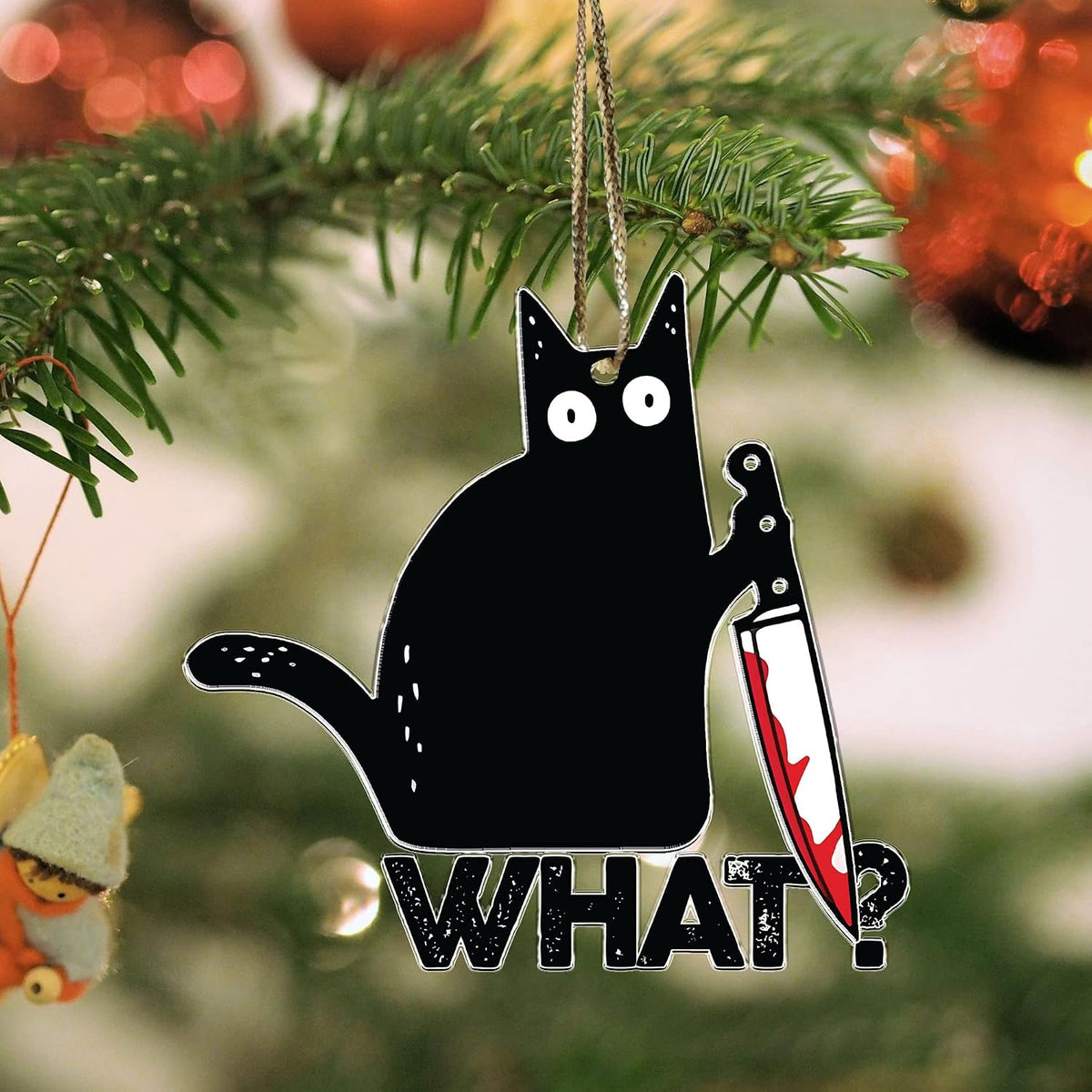 Crazytops black cat holiday hanging ornament festive cat lover gift