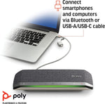 Poly Sync 40 Plantronics conference speakerphone side view showing control buttons