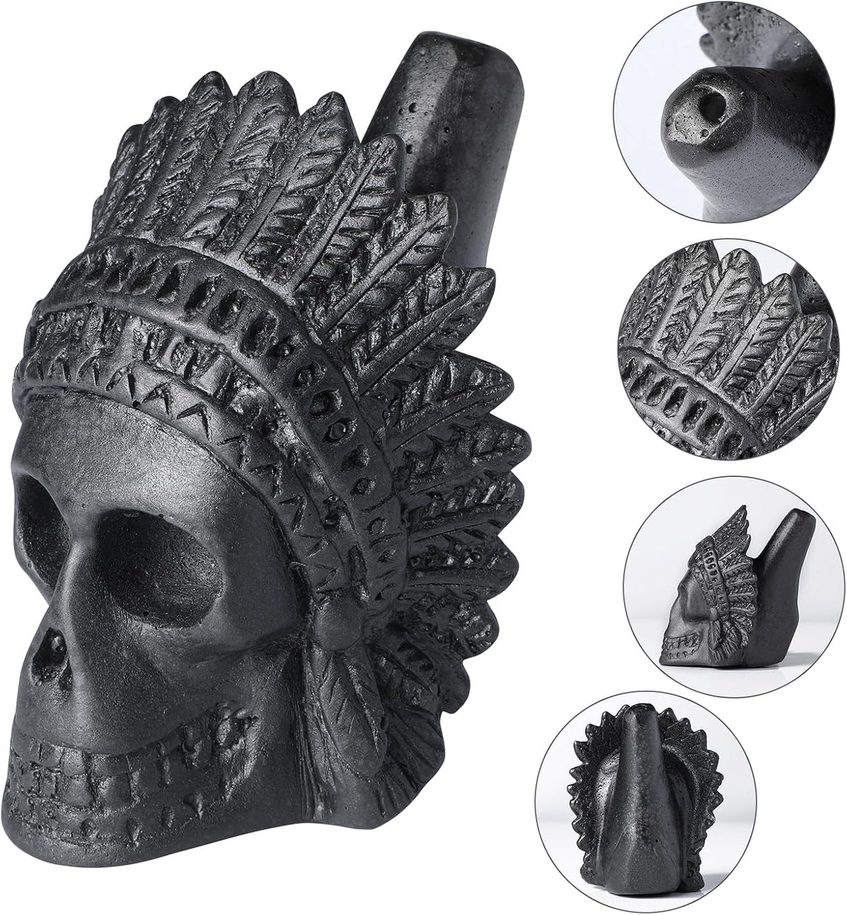 Side angle view of the Deekec Aztec war whistle highlighting surface texture