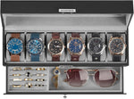 SONGMICS Watch Box, 8-Slot Watch Case Organizer with Large Glass Lid, 2 Layers, Removable Pillows, Metal Lock, Gift for Loved Ones, Black Synthetic Leather, Greenish Gray Lining UJWB080G01 - Image 11