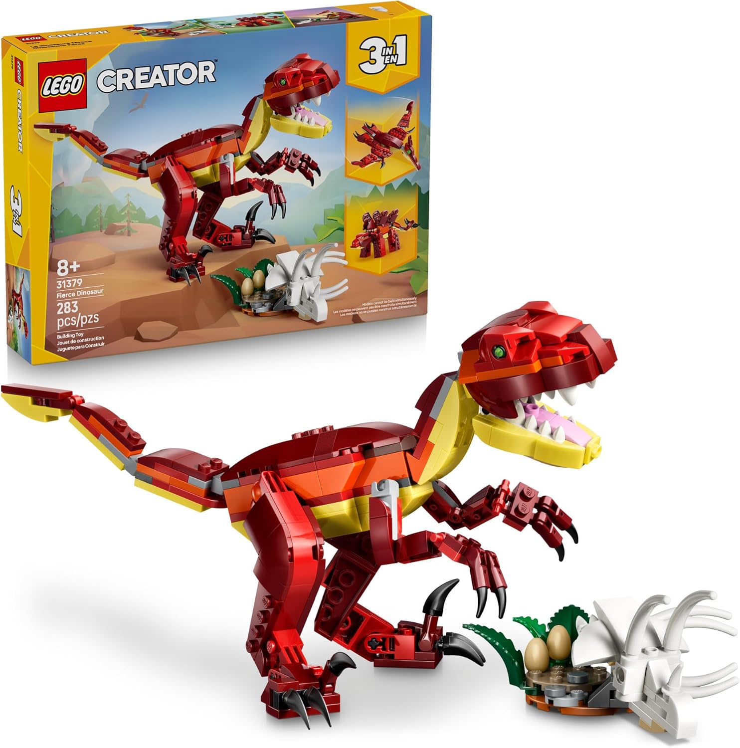 LEGO Creator 3 in 1 Fierce Dinosaur set front box view