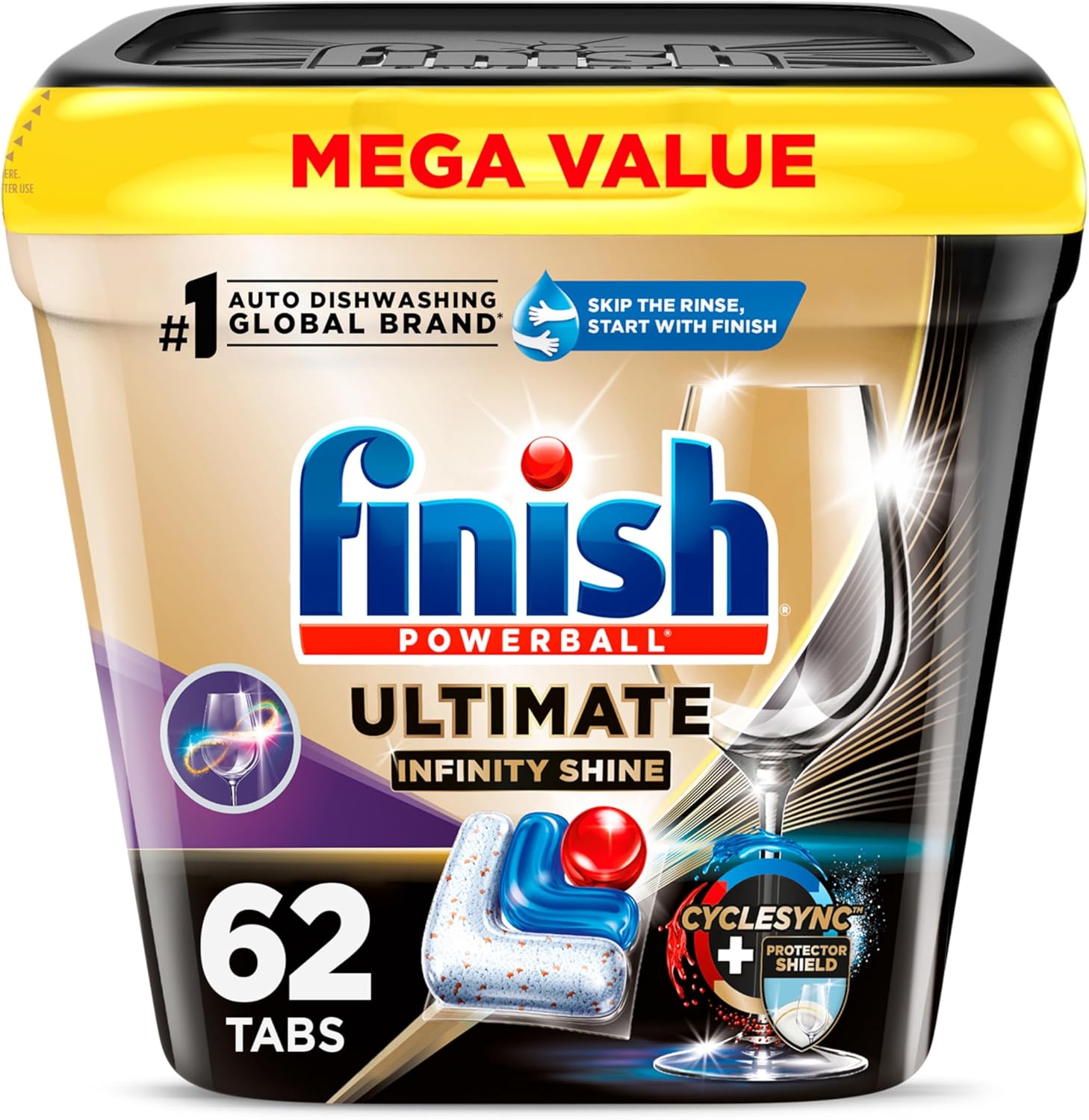 Finish Ultimate Plus Infinity Shine dishwasher pods front view