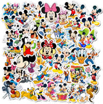 Mozoltov Disney Mickey Mouse vinyl waterproof stickers fifty count pack front view showcasing various colorful character designs.