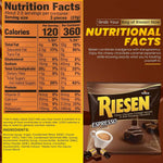 Three individual bags of Storck Riesen Espresso flavor chocolate caramels arranged on a clean background.