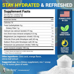 Zero sugar hydration drink mix supplement nutrition facts label showing potassium content.