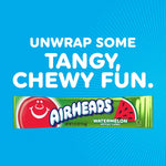 Airheads Watermelon chewy taffy candy bar unwrapped close up view
