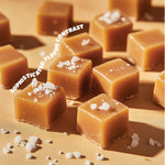 CRAZYOUTLET sea salt caramel cubes being melted in a bowl for baking applications.