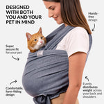 Hands-free anti-anxiety cat carrier pouch in gray color