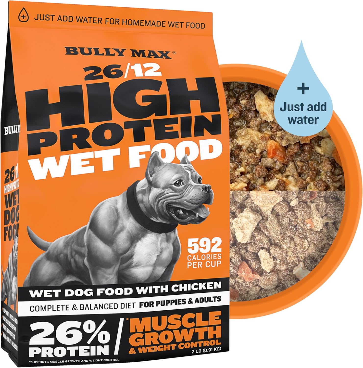 Bully Max dehydrated high protein chicken dog food bag front view