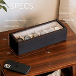 Case Elegance wooden watch display box glass lid angle