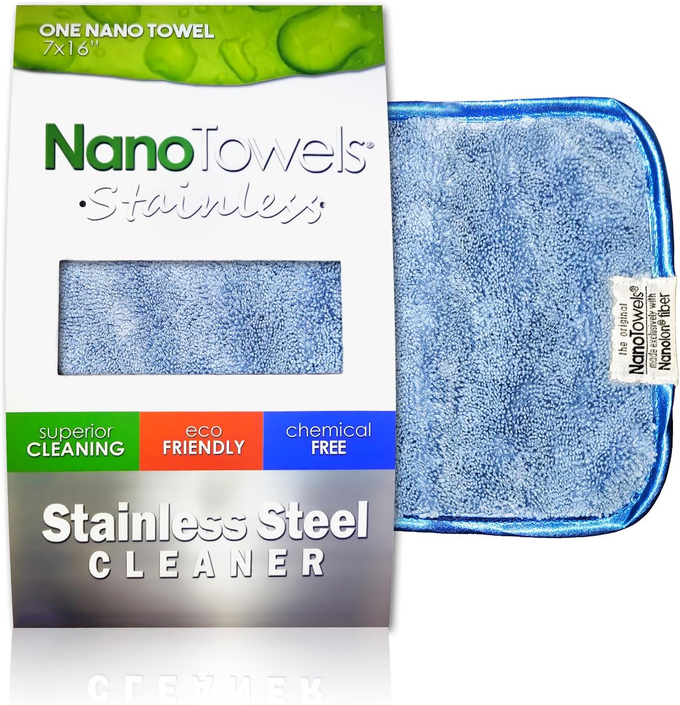 Nano Towels stainless steel cleaner cloth blue front view