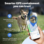 Smart pet containment collar highlighting the slim lightweight design for large dogs.