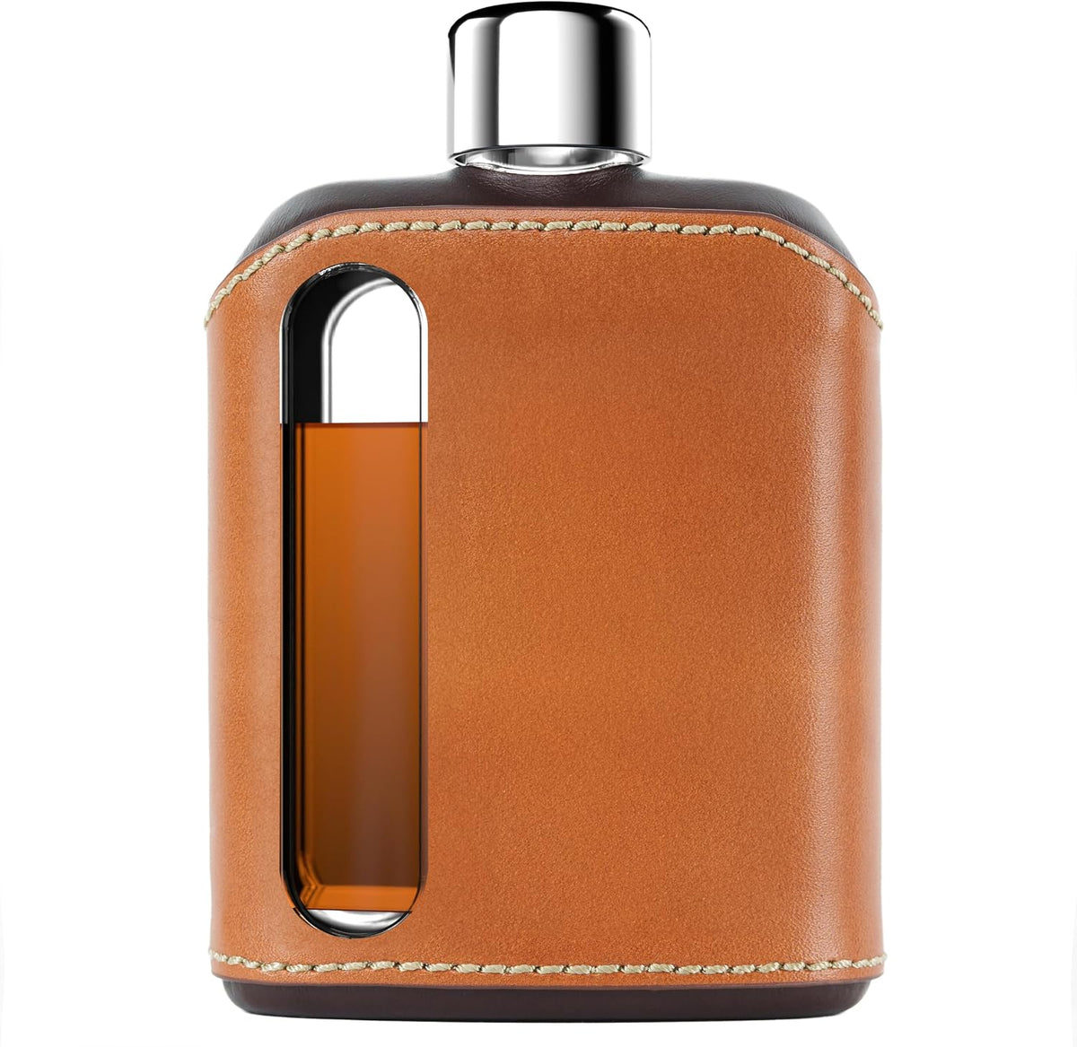 Modern Glass Hip Flask - Durable Leather Covered Flask for Whiskey, Spirits, & Other Liquor - Ideal Glass Flask for Men & Women (Single Shot 100ml, Leather Black) - Image 14