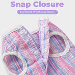 Back view of the adorable striped dog holiday dress for small girl puppies