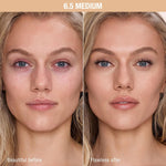 Full coverage matte concealer bottle with diamond-shaped flex applicator pulled out.
