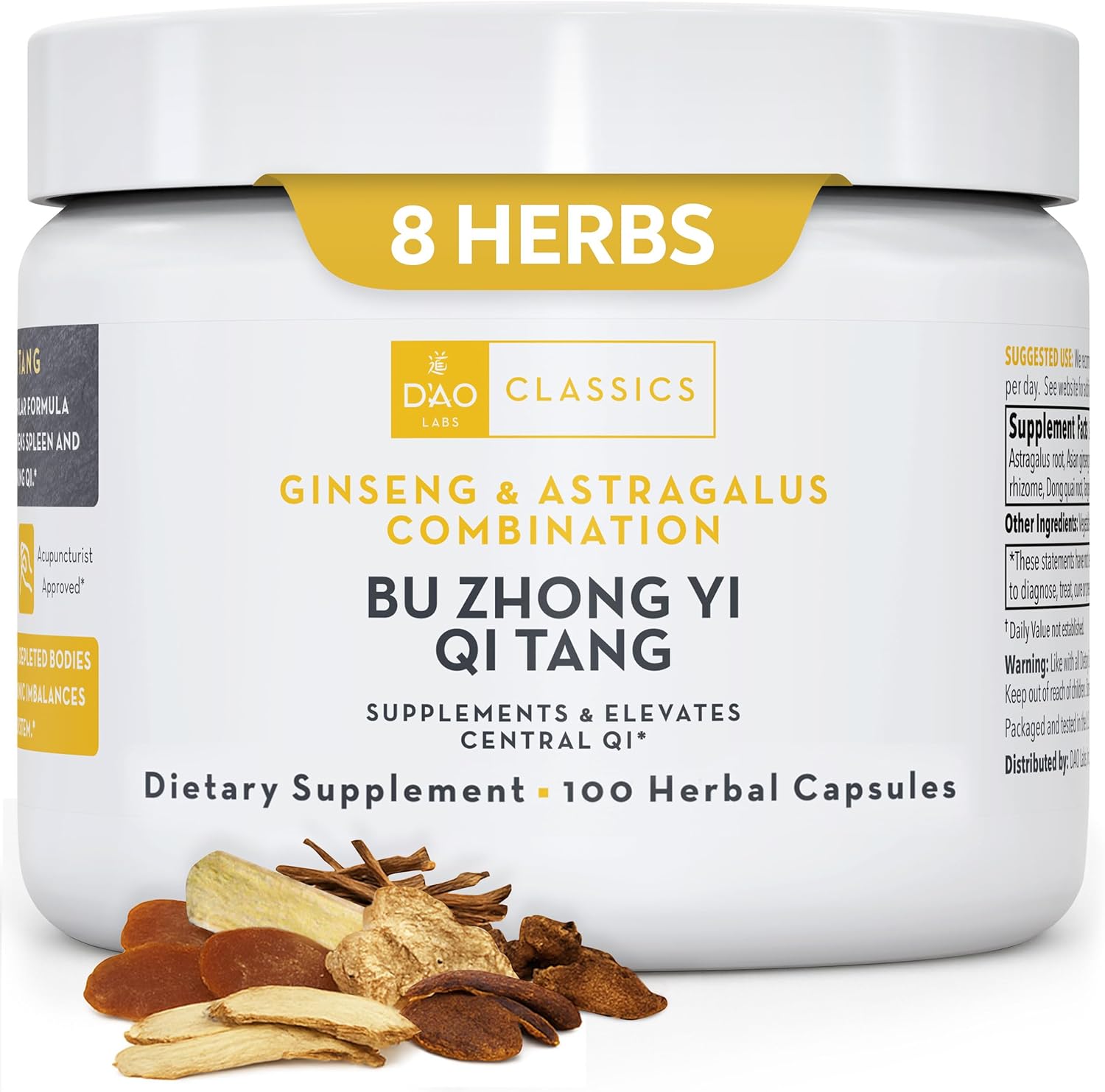 DAO Labs Bu Zhong Yi Qi Tang Ginseng Astragalus 100 Capsules front bottle view