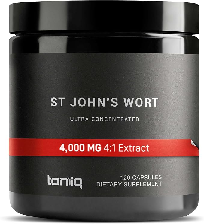Toniiq Ultra High Strength St Johns Wort 1000mg Emotional Well Being And Mood Support Supplement Non GMO 120 Capsules
