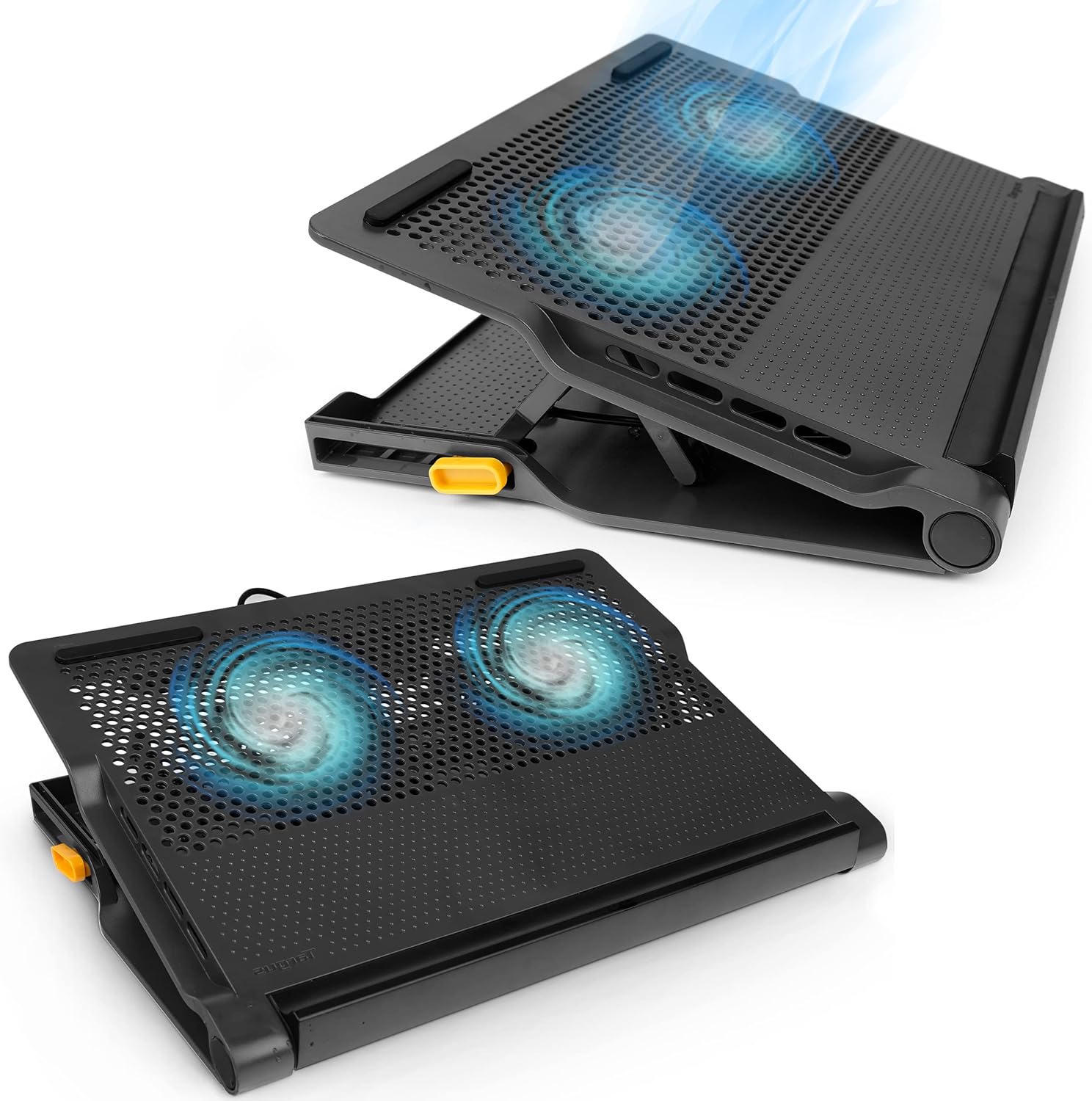 Targus laptop cooling pad front view showcasing dual high-speed fans