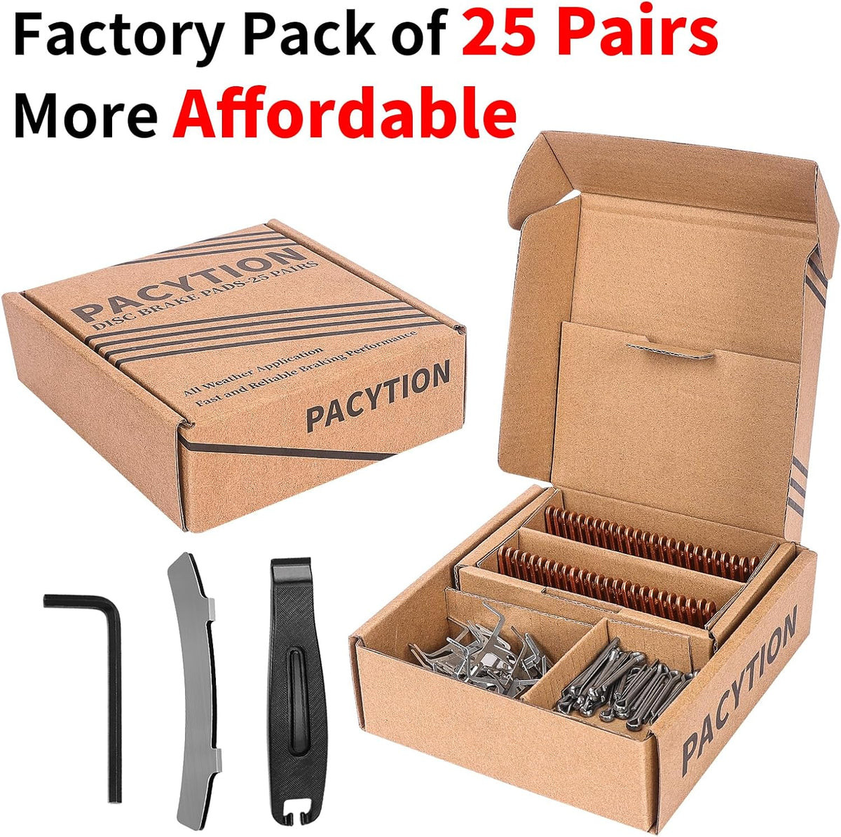 Pacytion 25 pairs bicycle disc brake pads box packaging