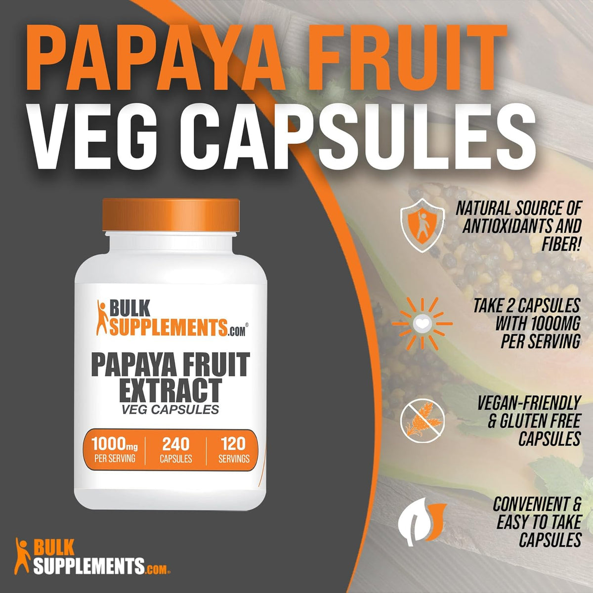 BulkSupplements Papaya Fruit Extract label details