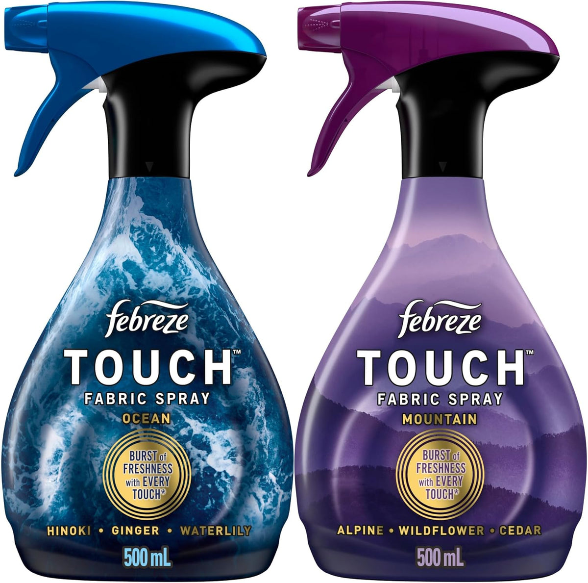 Febreze Touch Fabric Spray Ocean and Mountain front view 2 pack