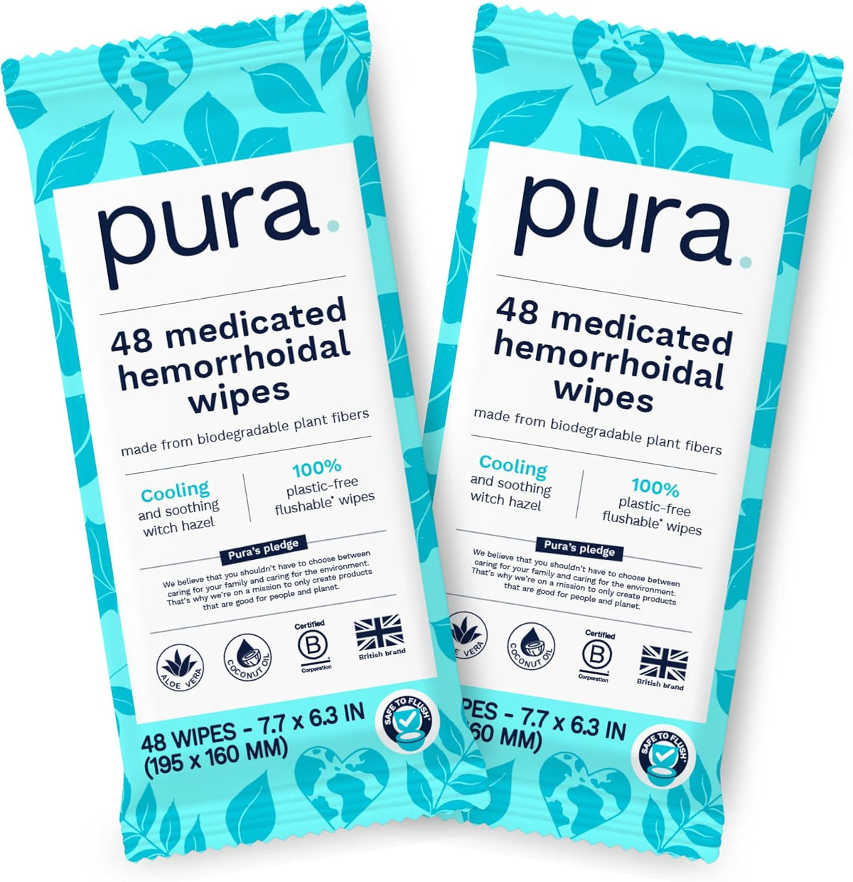Pura XL Flushable Medicated Hemorrhoid Wipes front packaging