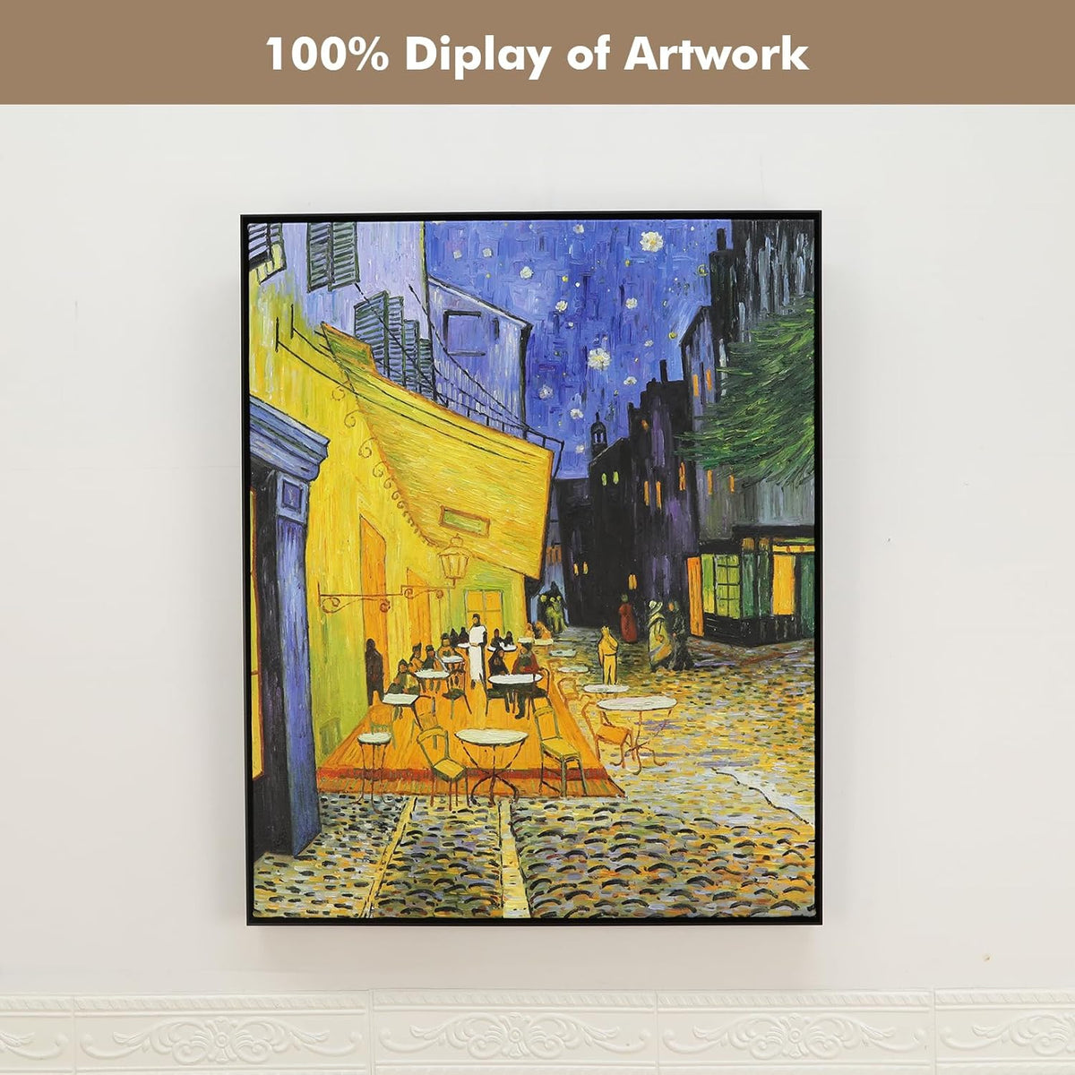 FOLKOR black aluminum frame displaying landscape canvas