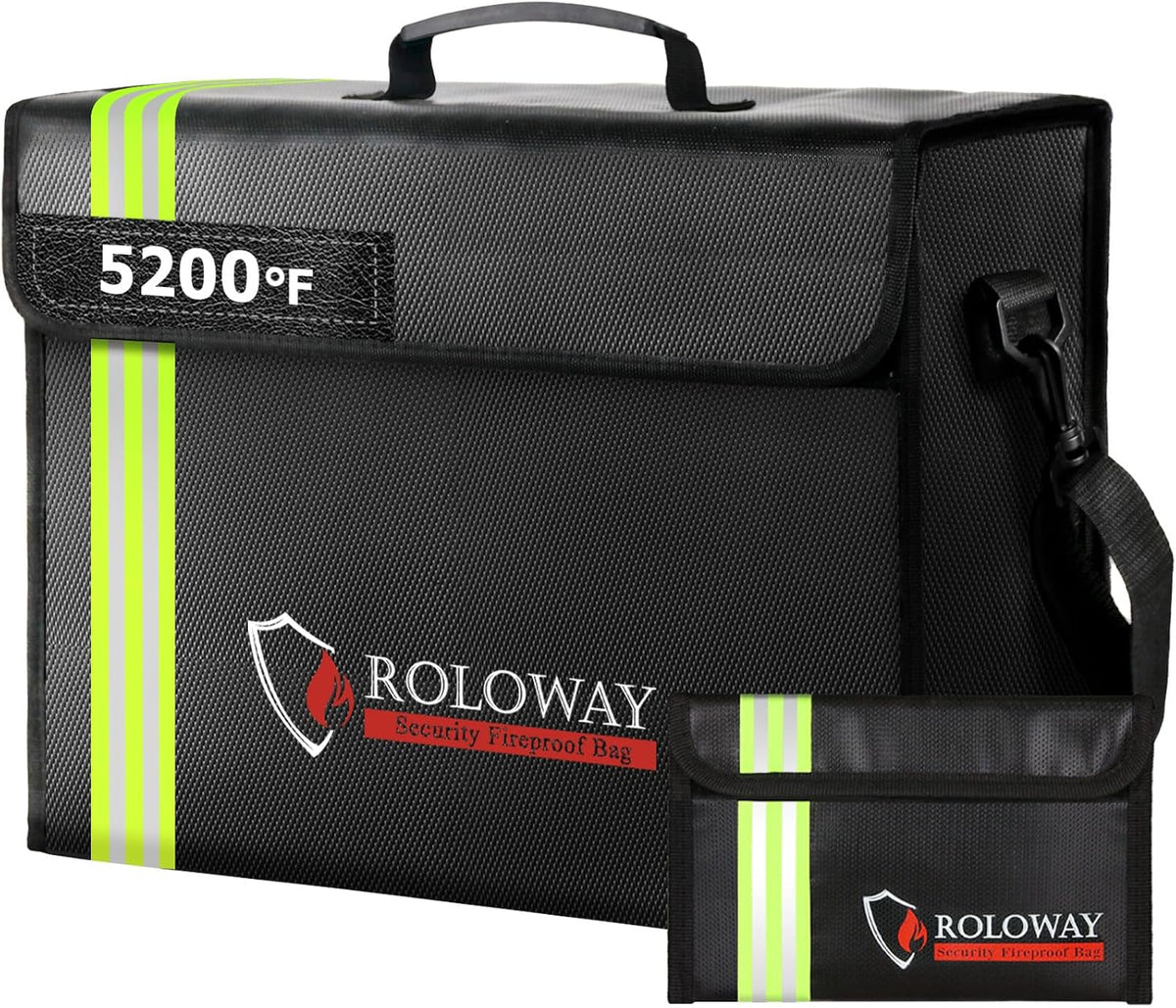 Fireproof Document & Money Bags, Large Fireproof & Water Resistant Bag (15 x 12 x 5 inches), Fireproof Folder Safe Bag for Cash, Valuables & Passport, with Silicone Coating & Zipper Closure - Image 9
