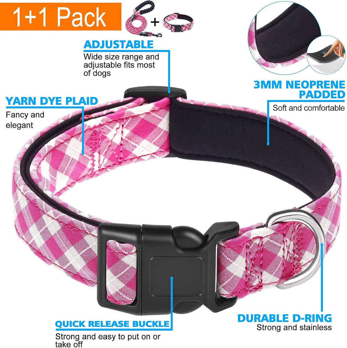 Ladoogo large dog collar with quick release buckle