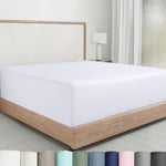 California Design Den 100 percent cotton queen fitted sheet front view