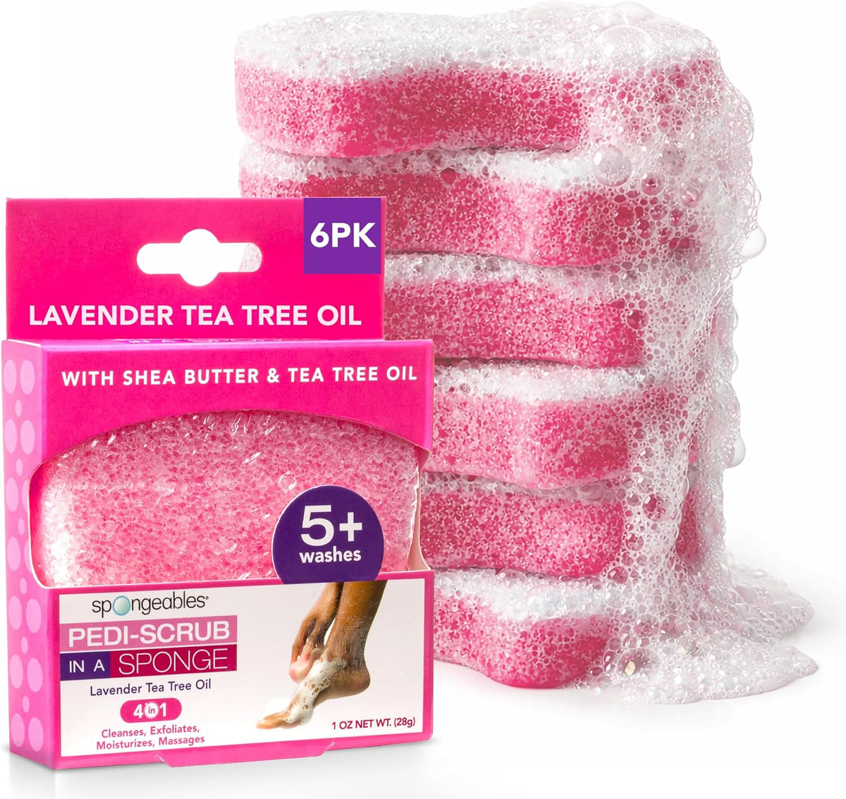 Spongeables Pedi Scrub Foot Exfoliating 5+ Wash Travel Sponge, Citron Eucalyptus, 1 Count - Image 10